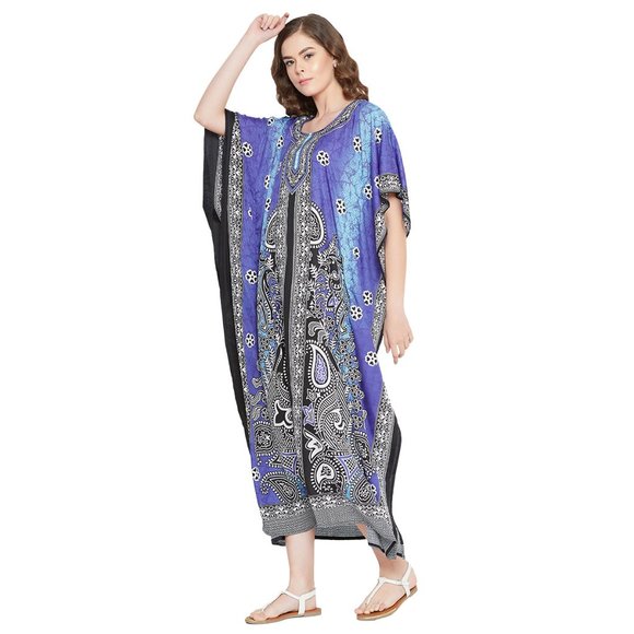 Gypsie Blu Women Floral Print Plus Size Kaftan Maxi Dress Night Gowns for Party - Picture 5 of 9